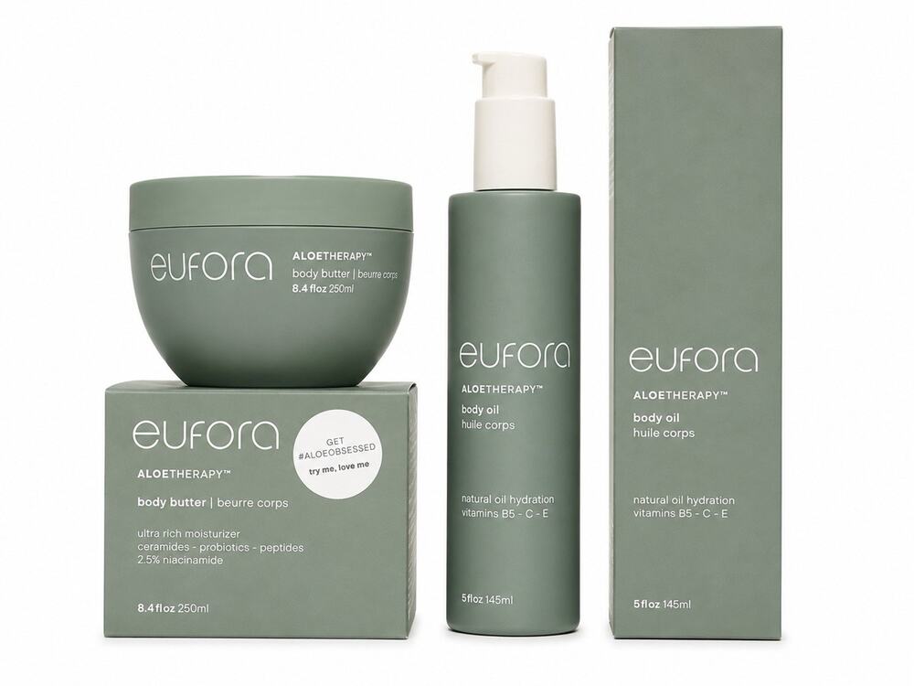 Eufora AloeTherapy Body Butter 8.4 oz + Body Oil 5 oz Hydrating Set New